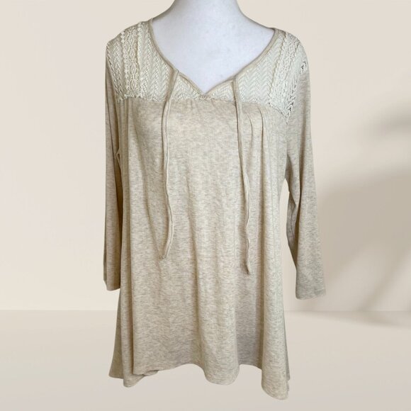 Style & Co Tops - 🤍 Style & Co. Boho Lace Yoke Tunic Top - Size L